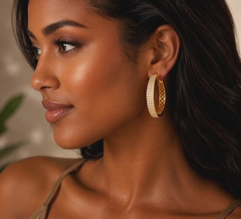14K Gold finished Hoops