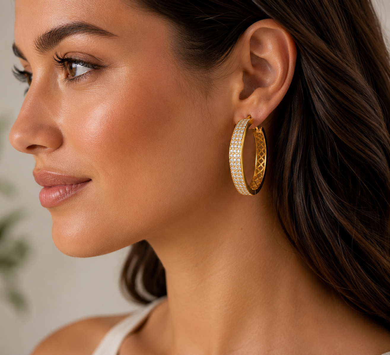 14K Gold finished Hoops