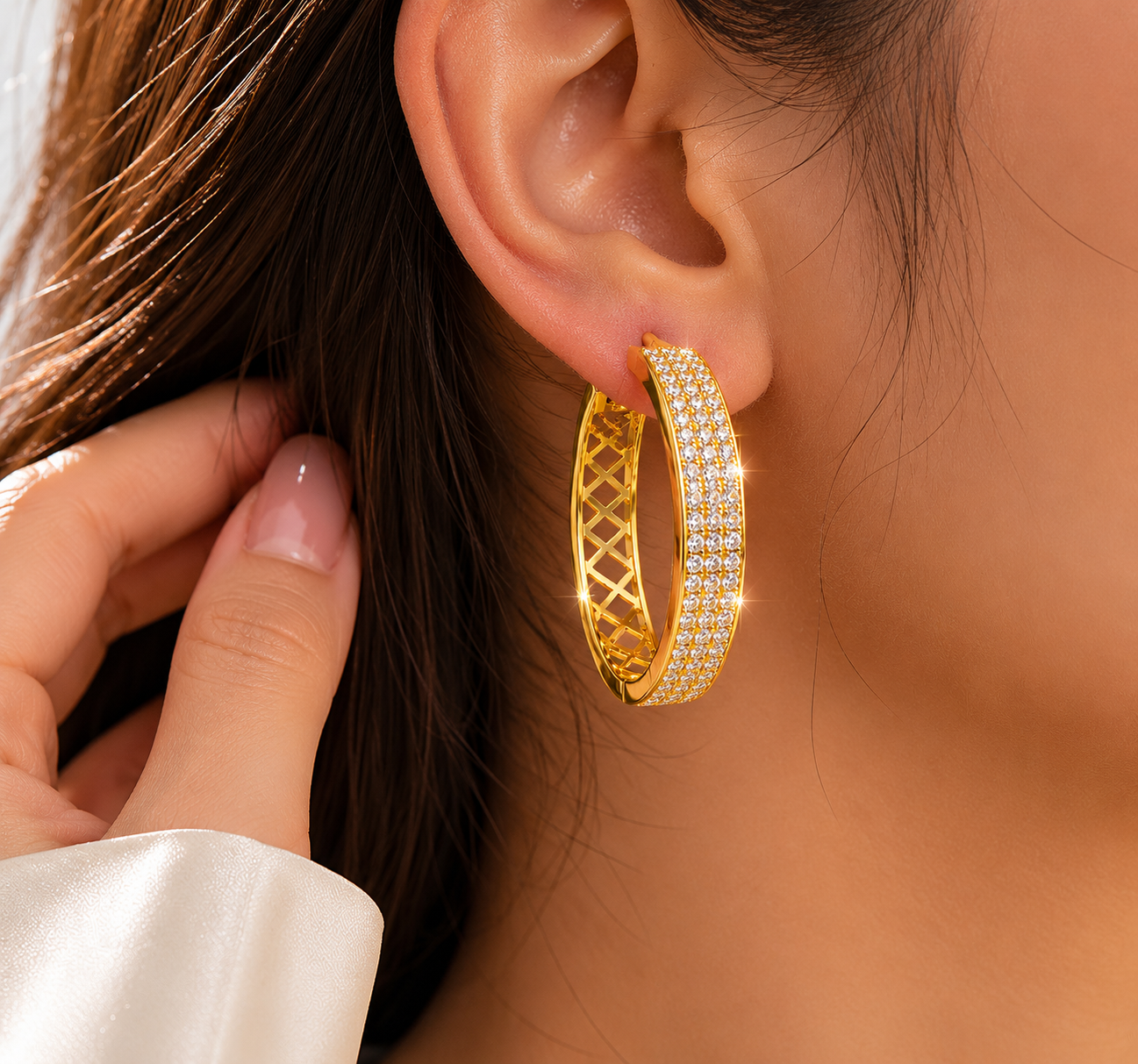 14K Gold finished Hoops