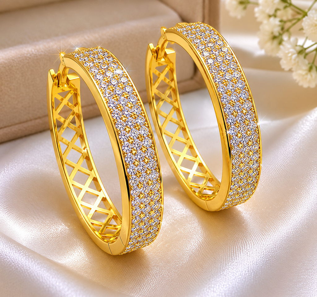 14K Gold finished Hoops