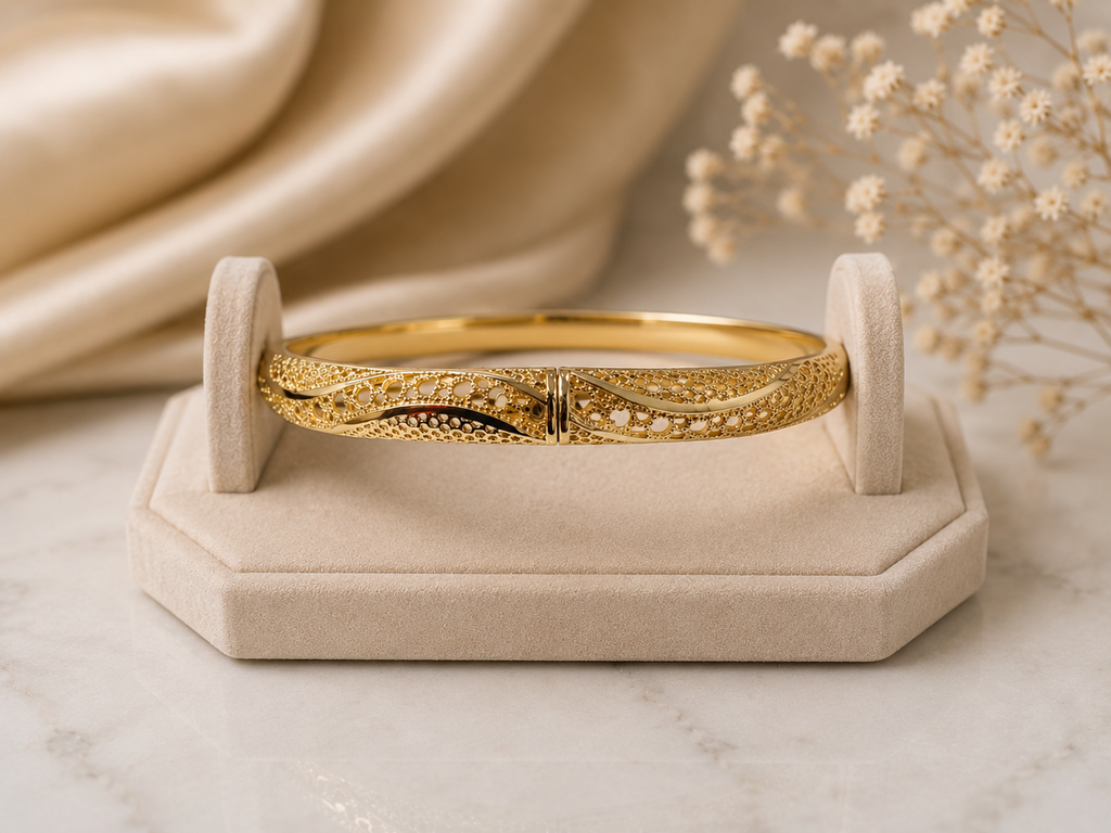 Filigree gold finish bangle bracelet