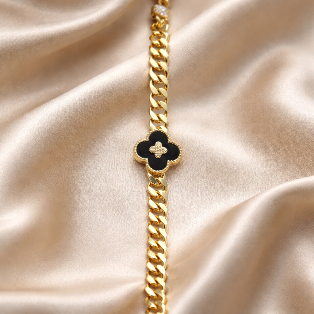 Clover Bracelet & Ring Jewelry Set – Elegant Lucky Charm Design